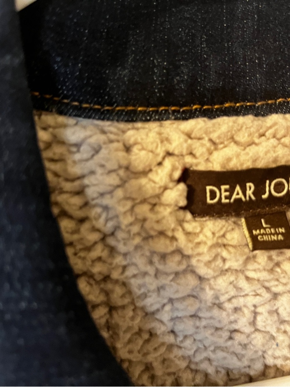 Dear John Indigo distressed darkDenim Jacket with Sherpa Lining large - Picture 7 of 14